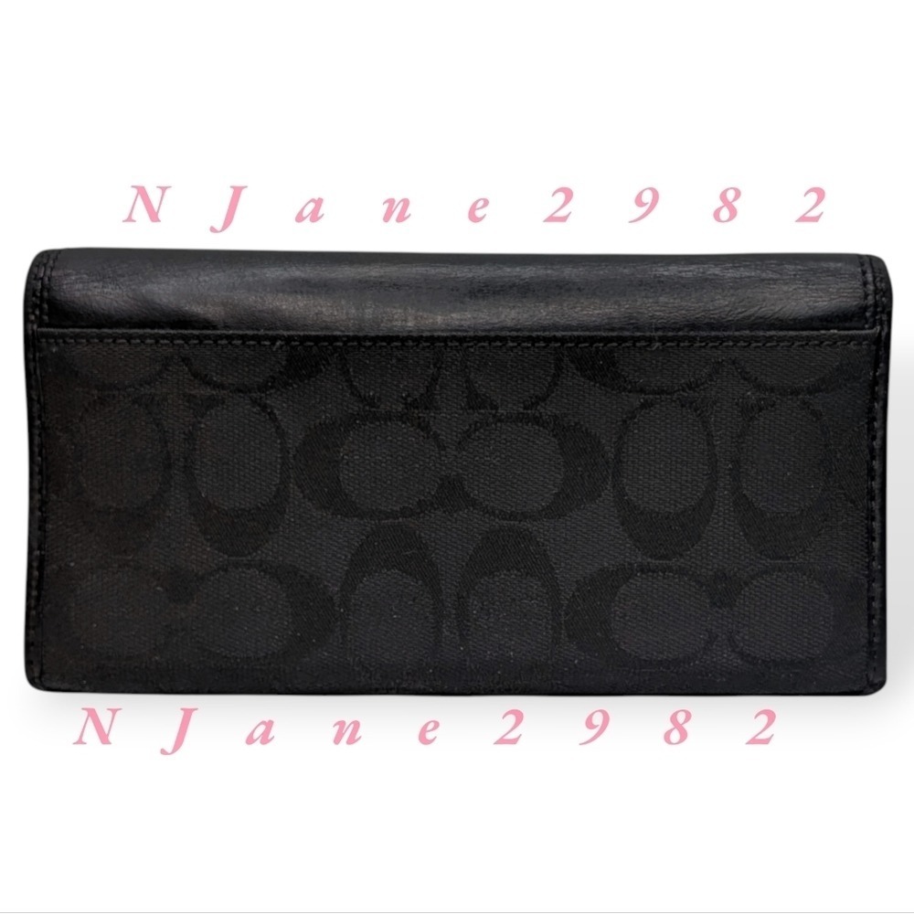 Vintage Coach Bleeker Black Signature Jacquard Canvas & Leather Buckle Wallet - Picture 3 of 15